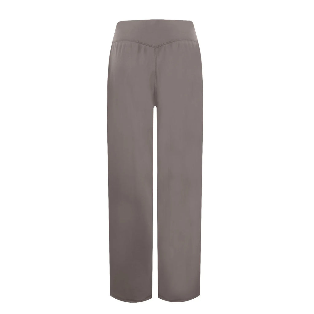 Wide Leg Yoga Pants For Women Solid Color High Waist Sweatpants With Pockets Stretch Comfy Workout Sports Trousers