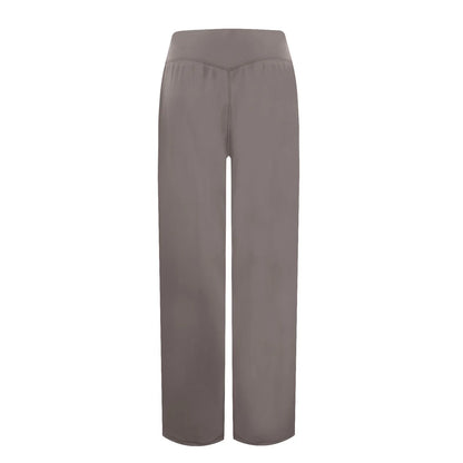 Wide Leg Yoga Pants For Women Solid Color High Waist Sweatpants With Pockets Stretch Comfy Workout Sports Trousers