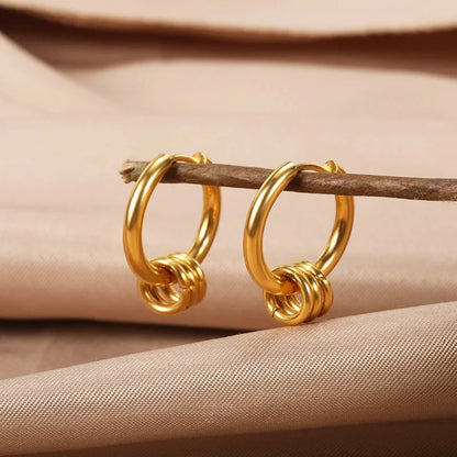Heart Stainless Steel Earrings for Women Zircon Gold Color Hoop Earring Aesthetic Waterproof Ear Piercing Jewelry Accessories