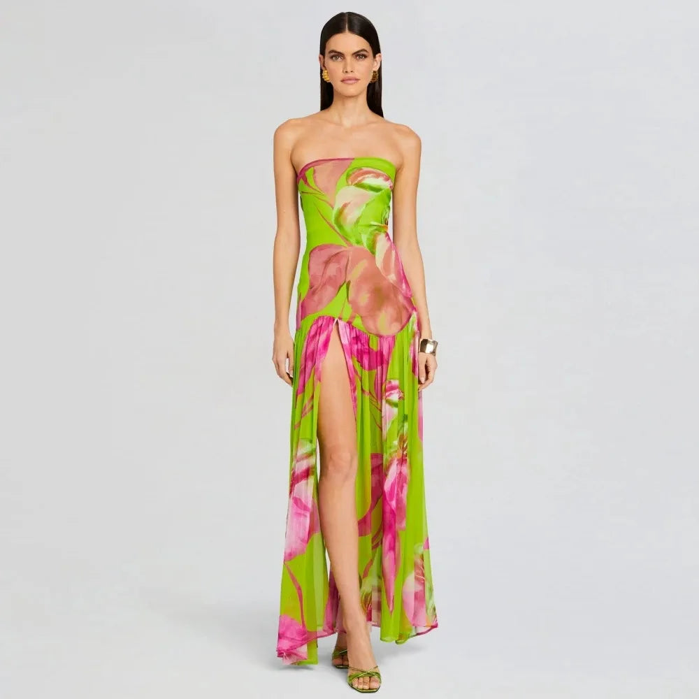 Birthday Dress for Women Brithday Party Outfits Sexy Strapless Prom Gown Retro Print Evening Dresses Luxury 2024 Woman Clothes