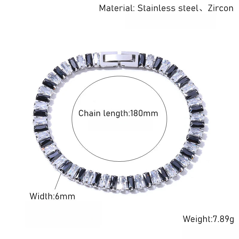 Tennis Necklaces Set for Women Girls,Hip Hop Black White Square Zircon Collars, Chic Jewelry Set Gifts to Mom Wife GF