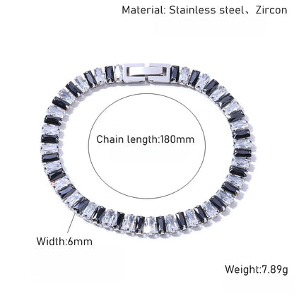 Tennis Necklaces Set for Women Girls,Hip Hop Black White Square Zircon Collars, Chic Jewelry Set Gifts to Mom Wife GF