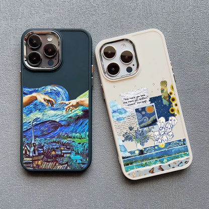 Art Painting Silicone Phone Cases For iPhone 11 12 13 14 15 Pro Max 15 14 Plus X XS XR 7 8 Plus SE 2020 Shockproof Case Cover