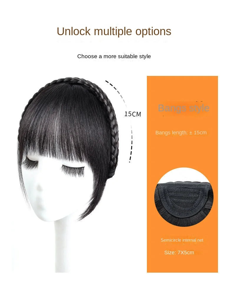 Wig Bangs Headband Synthetic Bangs Hair Extension Fake Fringe Natural Hair Clip on Hairpieces for Women Invisible Natural Clip