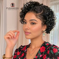 FUGANGXIU-Pixie Cut Wig  180% Density Lace Front Water Wave Wig 13X4 Full Lace Wig Bob Wig Human Hair Wigs For Women Pre Plucked