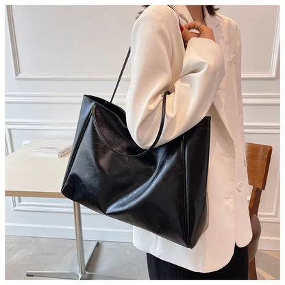 Women Tote Bag Fashion Underarm Pouch Large Capacity Soft Pu Leather Shoulder Bag Retro Crossbody Bag Casual Portable BucketBags