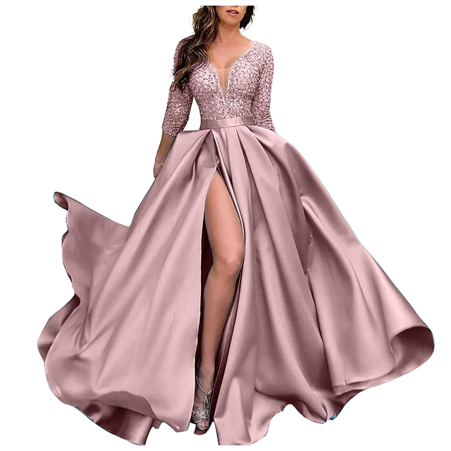 Women'S Elegant Evening Dresses Women'S Fashionable Long Dresses Trailing Evening Dresses Solid Color Floor-Length Dresses