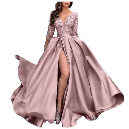 Women'S Elegant Evening Dresses Women'S Fashionable Long Dresses Trailing Evening Dresses Solid Color Floor-Length Dresses