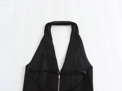 2025 Women Sexy Backless Strapless Halter Corset Tops Side Zipper Lady Slim Camis Female Solid Chic Tops