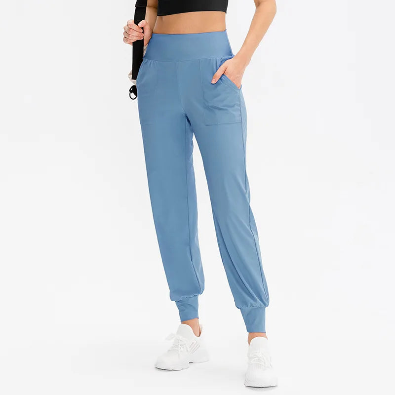 Women Loose Yoga Pants Running Sports Training Trousers with Pocket Casual Quick Dry Fitness Pants Thin for Spring Summer