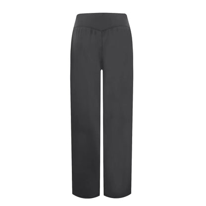 Wide Leg Yoga Pants For Women Solid Color High Waist Sweatpants With Pockets Stretch Comfy Workout Sports Trousers