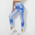 Push Up Yoga Pants Women Fitness Leggings Imitation Jeans Patchwrok Scrunch Tights High Waist Leggings Gym Workout Sport Leggins
