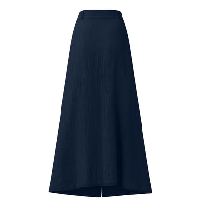 Midi Skirts For Women Bohemian Style Daily And Versatile Half Skirt Fashion Plain Color Basics High Waist Beach Button Dress