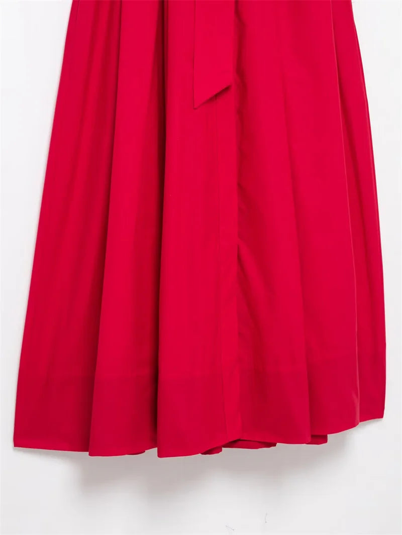 Women's Dresses New Spring 2025 Red Dress Elegant and Romantic Passionate and Unrestrained Belt Embellishment