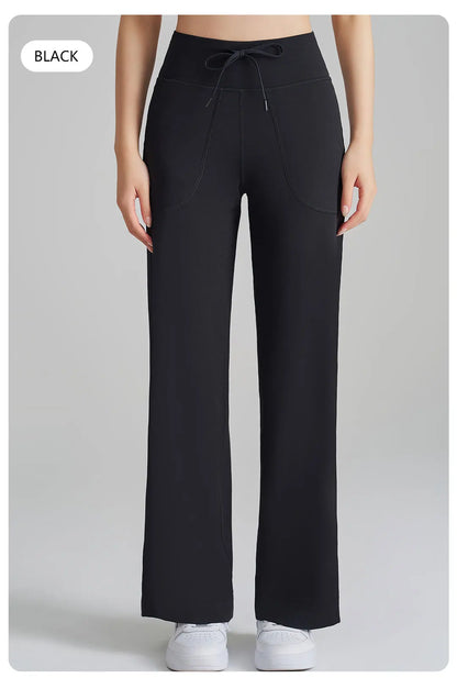 Women's High Waist Stretch Yoga Pants Quick Dry Breathable Loose Running Pants Gym Outdoor Training Pants