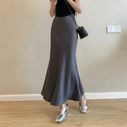 Satin Skirts for Women Korean Reviews Many Girls Clothes Women's 2025 Summer NEW High Waisted Mid Long Skirts Fashion women skir
