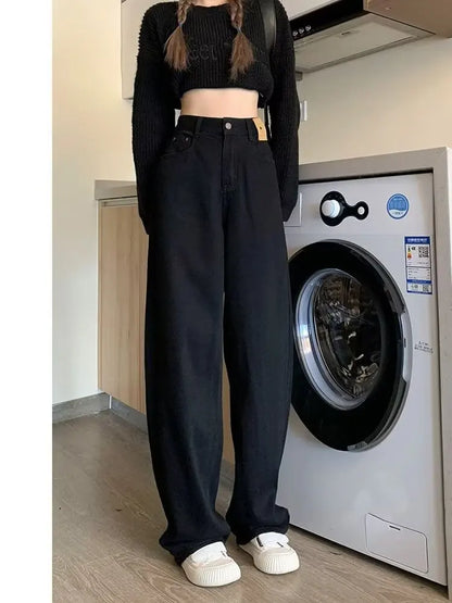 Wide Leg Jeans for Women Spring Autumn 2024 New Thin Style Retro Slimming Design Straight Pants