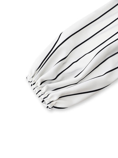 Women's Dresses Formal Fashion Office Lady Professional High-end Stand-up Collar Thin Striped Party Dress Vestidos De Mujer