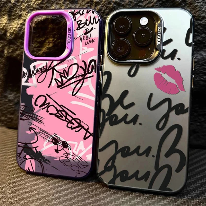 Personalized English Writing Lip Phone Case For IPhone 16 Cases For IPhone 15 14 13 12 11 Pro Max Cover Case Funda Bumber Coque