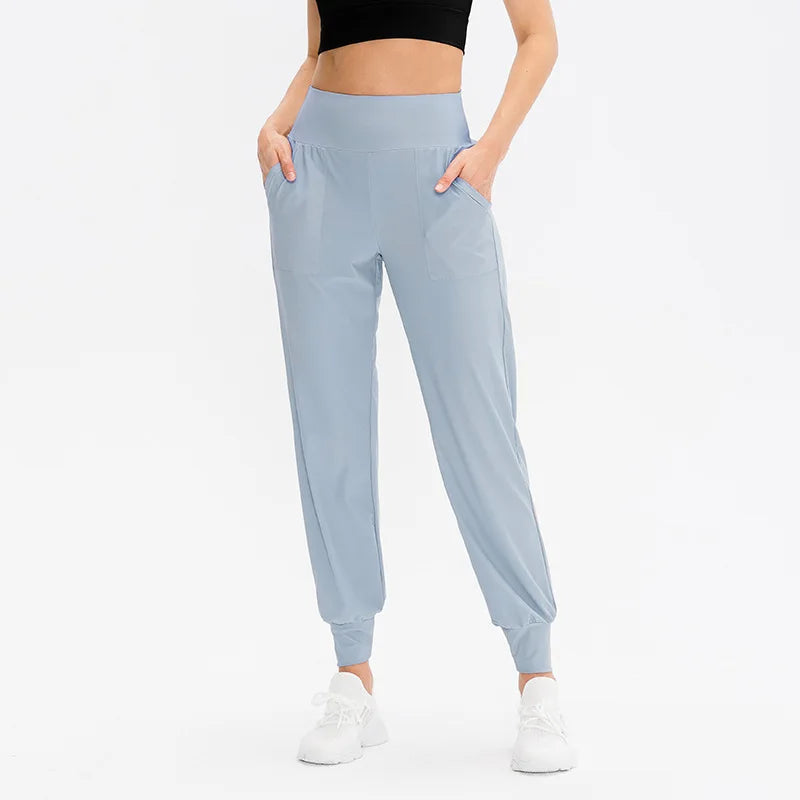 Women Loose Yoga Pants Running Sports Training Trousers with Pocket Casual Quick Dry Fitness Pants Thin for Spring Summer