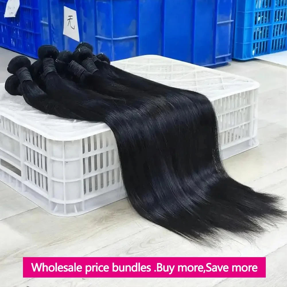 12A Straight Human Hair Bundles 100% Human Hair 32 Inch Bundles Human Hair Extensions Burmese Raw Bundles 3-5 Days Delivery