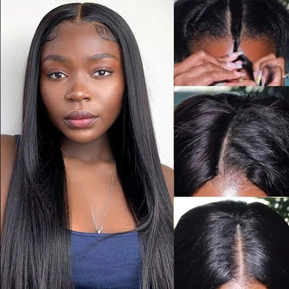 V Part Wig Straight Long Human Hair Wigs Mongolian Straight V Part Human Hair Wigs V Part Machine Made Wigs No Leave Out