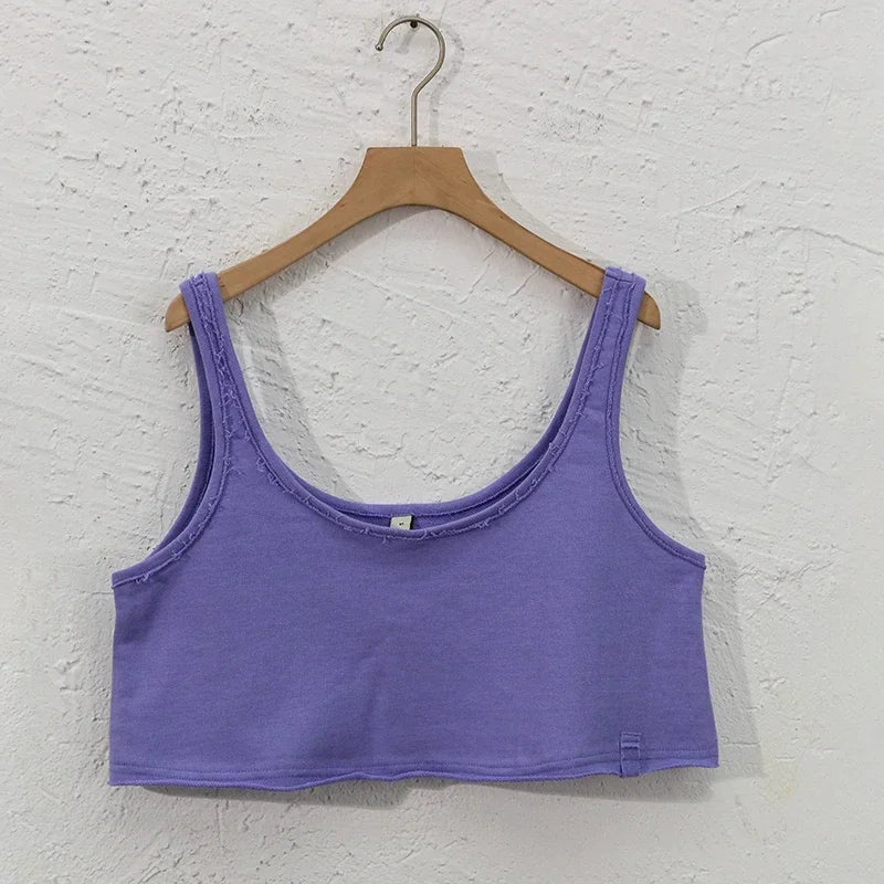 100% Cotton Tops For Women 2024 Casual Sleeveless Women Summer Top Streetwear Sexy Crop Tops Ladies Aesthetic Clothing