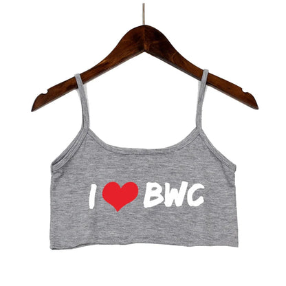 Sexy Tops for Women Hot Girls Clothes I Love BWC Black Crop Top Seamless Sleeveless Tank Tops Camis Backless Camisole White Top