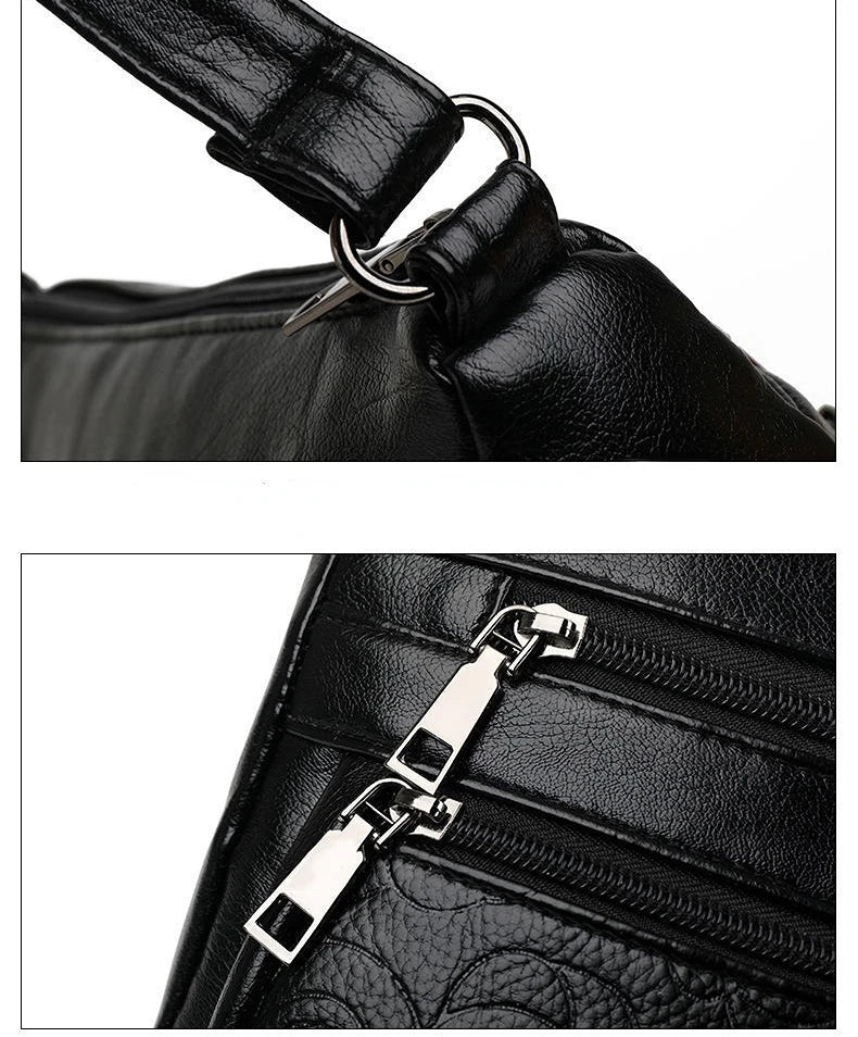 Women Mother Bag Middle-aged Elderly Shoulder Messenger Crossbody Bag Purses Handbags Bolsa 3 Zippers Luxury Design