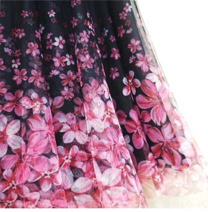 Skirt Women's Long Skirt 2024 New High Waist Slim A-line large Swing Skirt Female A-Line Skirts Summer Sakura Gradient Long Skir