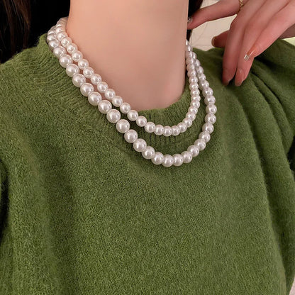 Imitaition Pearl Necklace for Women Simple Fashion Collarbone Chain White Choker Necklaces Designer Wedding Jewelry Wholesale
