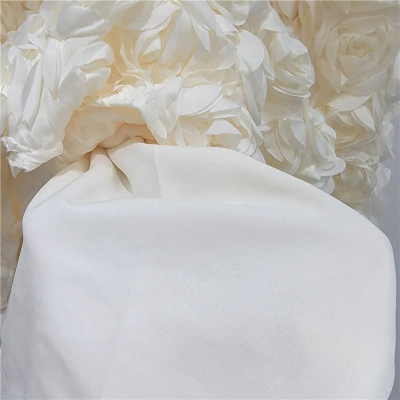 Skirt for Women 2025 Summer Versatile Three Dimensional Flower Mid-calf Skirt High Waist Big Swing Fashion A-line Long Skirts