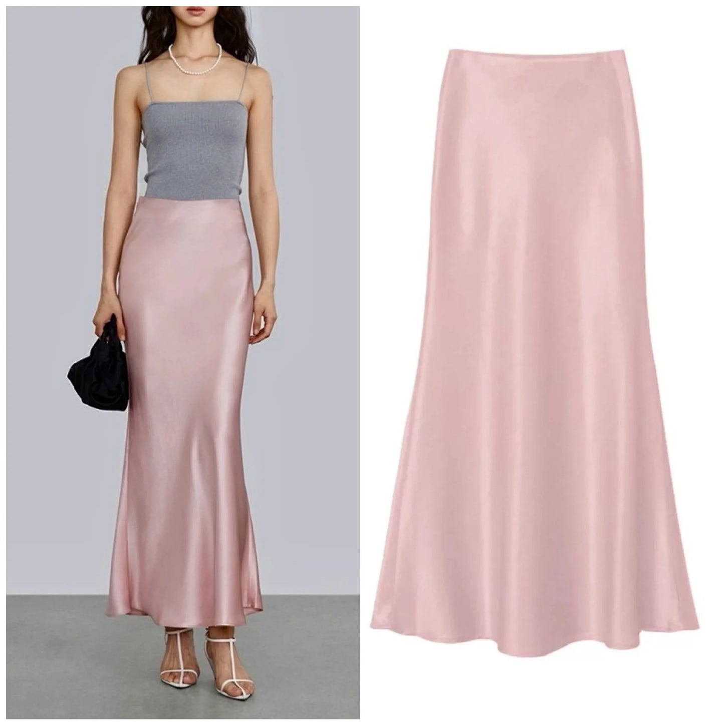 Long Skirts for Women High-waisted Thin Satin Acetate Silky Fishtail Skirt Korean Fashion Clothing Elegant Women's A-line Skirt