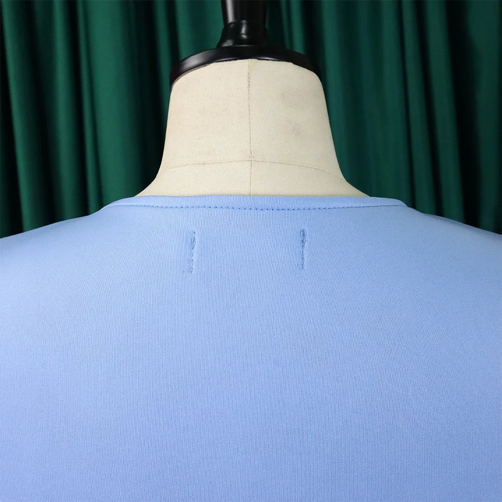 Dress Women Sexy Dresses White Round Neck Flare Sleeve Party Sheath Pleated High Waist Work Elegant Bodycon Mid Length Vestidos