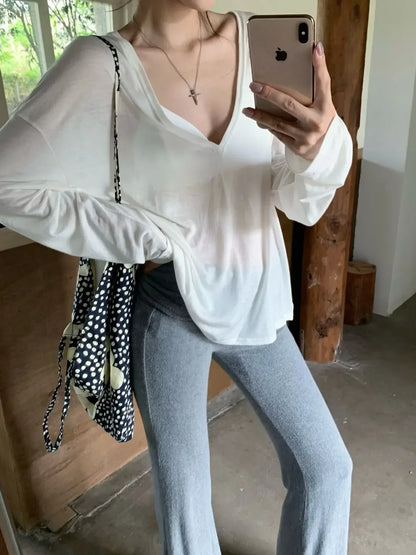 Tops Woman Korean Fashion With Sleeves Plain Long Sleeve T Shirt for Women Clothing Female Sale Cheap Clothes Y2k Korea Style