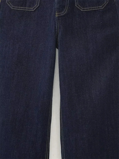 Casual Women's High Waist Straight-leg Jeans Pants Fashion All-match Full Length Denim Pants Pocket Zipper Jean Trousers