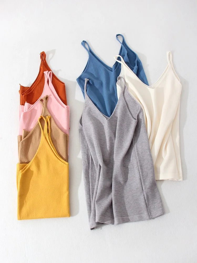 Women Knitted Top Straps Basic Summer Tank Tops For Women 2023 Camisoles T Shirts Women Tops Summer Pulovers Woman Summer Tops