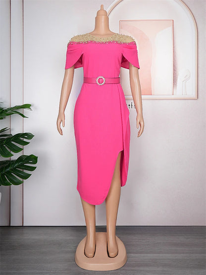 Elegant Party Dresses For Women 2025 Spring Summer Short Sleeve Bodycon Robe African Wedding Prom Evening Dress Ladies Clothing