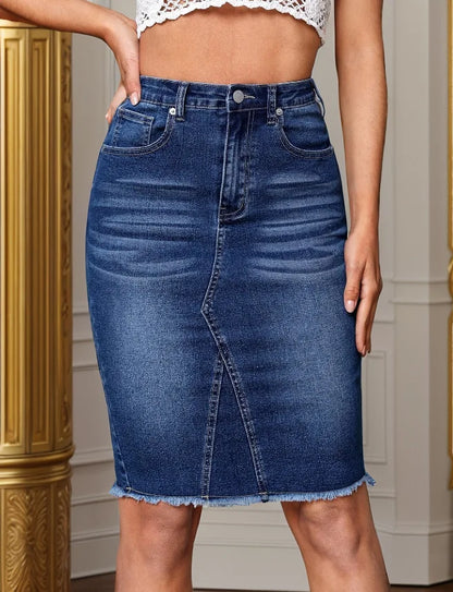 New Arrival High Waist Denim Skirt Women 2025 Fashion Streetwear Slim Bodycon Midi Jean Skirts