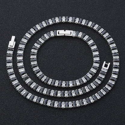 Tennis Necklaces Set for Women Girls,Hip Hop Black White Square Zircon Collars, Chic Jewelry Set Gifts to Mom Wife GF