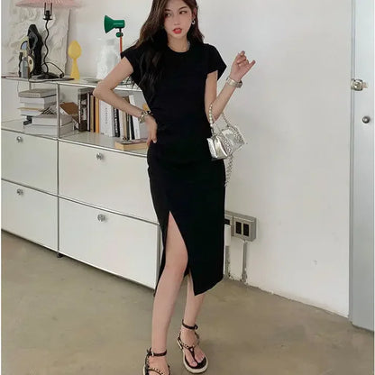 White Dresses for Women 2024 Woman Dress Clothes Midi X New in Chic and Elegant Pretty Cheap Casual Y2k Outfits Harajuku Cotton
