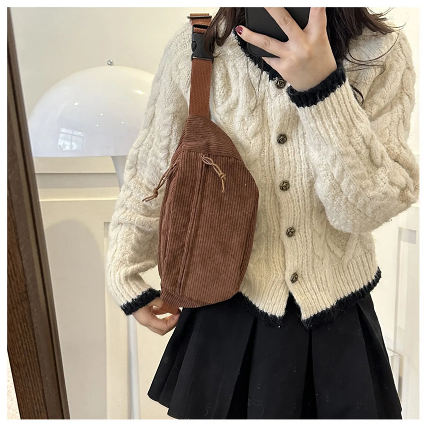 Women Waist Bag Fashion New Student Shoulder Crossbody Bag Corduroy Niche Chest Bag Banana Belt Bags Ladies Handbag