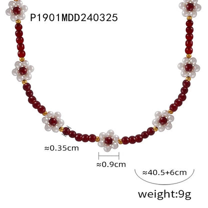 Women's Necklace Elegant Handmade Bead Color Natural Stone Woven Collarbone Chain Fashionable and Versatile Jewelry Accessories