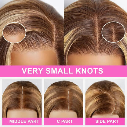 Glueless Highlight Wigs Human Hair 7X5 P4/27 Ombre Body Wave Lace Front Wigs Human Hair Pre Plucked Pre Cut For Black Women