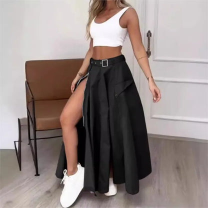 Elegant Skirts For Women Clothing Trend 2025 Casual Spring Summer Fashion High Waist Irregular Zipper Pockets Female Long Skirt