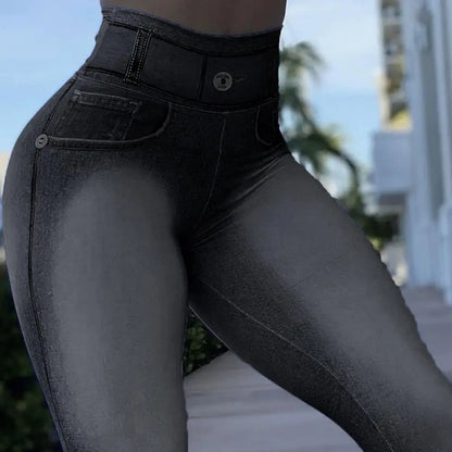 Booty lifting Yoga Pants Fitness Imitation Jeans High Waist Sport Long Pants Women Hip Push UP Tights Women Gym Women Leggings