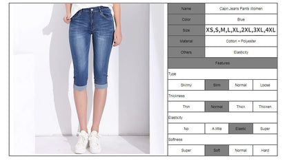 Woman's Jeans Black Denim Pants Ladies Cropped Trousers Skinny  Knee Length Jeans Women Elastic High Waist Mom Jeans Oversize