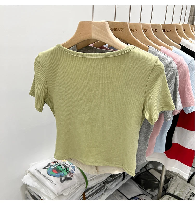 Summer Women T Shirt T-Shirt Woman Clothes Tops Tshirt Female Crop Top Tees Y2k Para Mujer Ropa De Mujer Roupas Feminina Traf