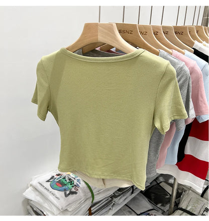 Summer Women T Shirt T-Shirt Woman Clothes Tops Tshirt Female Crop Top Tees Y2k Para Mujer Ropa De Mujer Roupas Feminina Traf