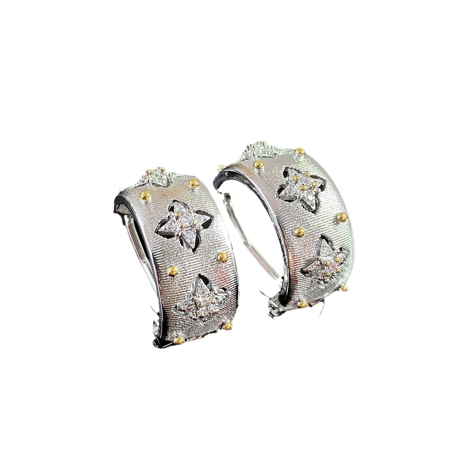 Women Hand-brushed two-color Gold Ring Earrings Necklace Bracelet